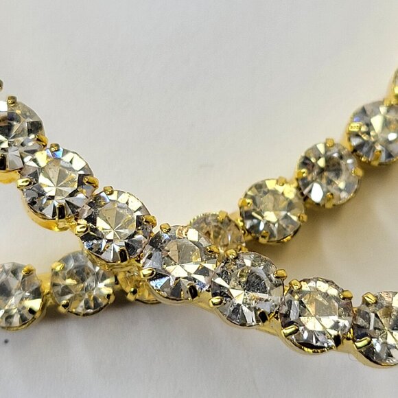 Statement Gold Tone HoopEarrings Crystal Encrusted Hoop Earrings - Picture 3 of 7